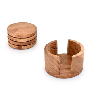 Sous-verre carré contemporain en bois de bambou, de hêtre et d'acacia, écologique, avec logo gravé personnalisé de qualité supérieure par Saniya Handicraft - Product Image 4