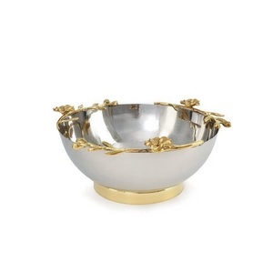 Fancy Decorative Round Hammered <b>Steel</b> <b>Bowl</b> Gold Leaf Wedding Dinings Salad Fruit Mixing Disposable Use Custom Logo in Wholesale - Product Image 3