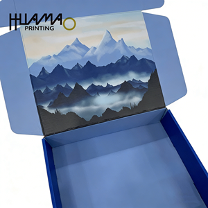 Cajas de Cartón Corrugado Azules Personalizadas Ecológicas de Huamao, Cajas de Envío de Lujo con Logotipo Personalizado en Relieve para Embalaje de Regalos - Product Image 2
