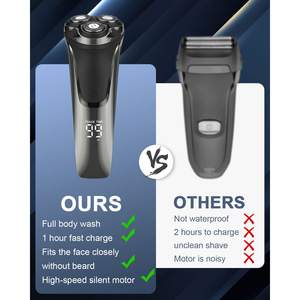 Rasoir Électrique Rechargeable Étanche pour Hommes, Rasoir de Voyage Sans Fil avec Écran LCD et Verrouillage en Allemand pour le Visage - Product Image 4