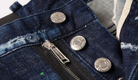 Ropa Urbana Personalizada para Hombre, Azul Deslavado, Desgastado, Rasgado, con Estampado, Sólido, Transpirable, para Invierno y Otoño, Corte Recto, Tejido Regular