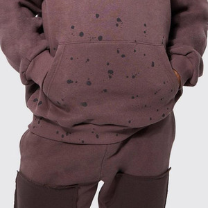 Nuevo patrón sólido de moda desgastado manga larga chándales de invierno 100% algodón polar transpirable Streetwear conjuntos - Product Image 5