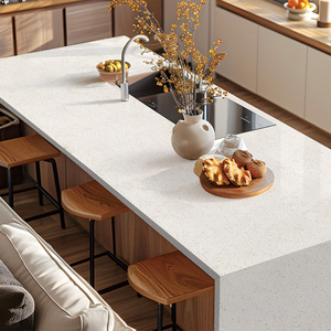 Tùy chỉnh màu trắng tinh khiết hiện đại nhân tạo thạch anh đá slab cho nhà bếp bàn Vanity Tops bàn làm việc tường Bảng trang trí nội thất - Product Image 1