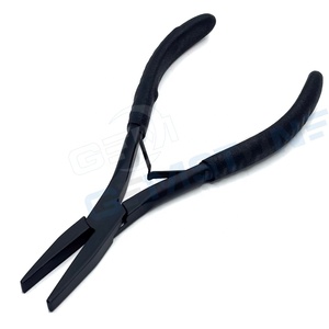 Pince à bec plat professionnelle pour extensions de cheveux GEMSTONE ENTERPRISES, en acier inoxydable noir, durable, réutilisable, logo personnalisé, usage en salon - Product Image 6