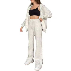 Chándal de mujer de alta calidad 100% algodón polar mujer chándales Color sudor cómodo ropa Casual chándales para mujer - Product Image 4