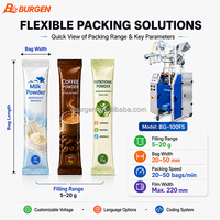 Machine d'emballage automatique de petits sachets de poudre en acier inoxydable 304, contrôlée par PLC, avec dosage précis et scellage stable pour les protéines