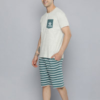 Conjunto de Camiseta y Pantalones Cortos Casuales para Hombre, Corte Ajustado, Algodón/Poliéster, Manga Corta, Estampado, Transpirable, Diseño Veraniego, Color/Logotipo Personalizado
