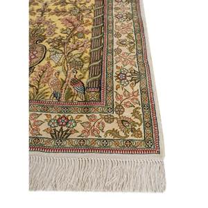 Tapis en soie noué à la main Gulmarg Pae-6360 vert, 10 mm d'épaisseur, rectangulaire, motif floral Aubusson, pour la maison, l'entrée, le salon, la chambre - Product Image 4