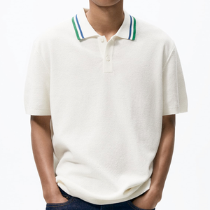 Camisetas casuales de alta calidad para hombres Moda de verano Blanco teñido para polos con rayas Venta al por mayor Ropa casual Camisetas para hombres - Product Image 1