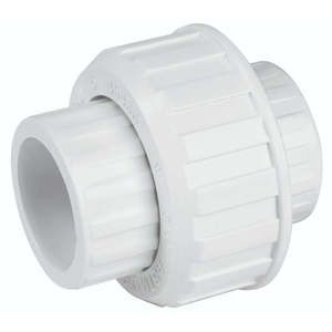Conector de Unión de PVC de 3/4 Pulgadas con Ranura 972, Accesorios de Tubería Lisos de Foset para Sistemas de Baja Presión, Resistentes a Productos Químicos, Superficie Lisa - Product Image 1