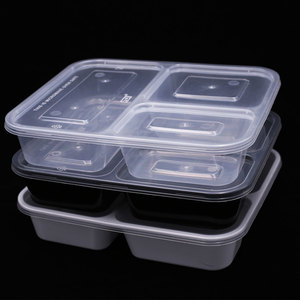 Lò Microwave 3 Ngăn Vòng Hình Chữ Nhật Dùng Một Lần PP Tiêm Thực Phẩm Container Bento Hộp Ăn Trưa Nhanh Chóng Khay Thức Ăn Với Nắp - Product Image 2