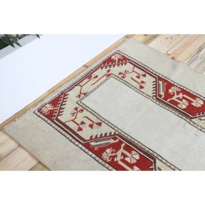 Alfombra Turca Decorativa de 3.5x6 pies, Alfombra Vintage Geométrica Beige - Product Image 5