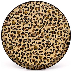 Grand plateau décoratif rond à motif léopard doré Ø 315 mm Plateau de service en bois pour servir les aliments - Product Image 2