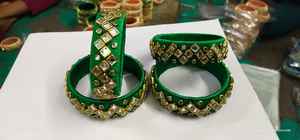 Wholesale Silk Thread Indian Bangles Set for Women and Girls, Wedding Party Wear Bangles Indian <b>Wristband</b> Bracelets - Product Image 3