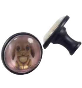 Couvercle en verre de cristal de revêtement noir en métal Boutons de tiroir d'armoire de porte de cuisine et poignée de traction [MC07] - Product Image 1