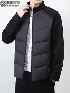 Haute qualité unisexe Slim Fit matelassé doudoune imperméable Nylon enduit coton toile décontracté hiver Style fermeture éclair hommes veste - Product Image 4