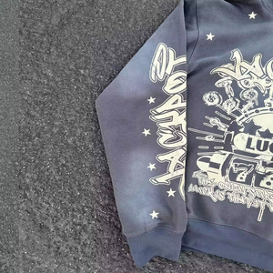 Meilleurs vêtements 400 GSM Streetwear DTG Impression Vintage Acid Wash Thermal Hoodie Fabricant Haute Qualité 100% Coton pour Hommes - Product Image 4