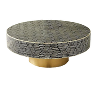 Table basse à incrustation d'os de luxe, faite à la main, avec incrustation d'os et de nacre, taille et design personnalisés