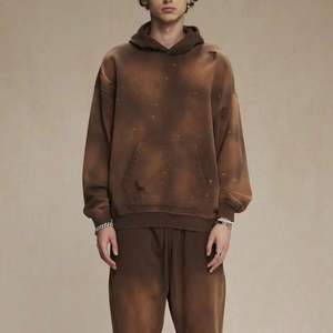 Sweat à capuche en coton pour homme, survêtement de sport, sweat-shirt de designer, jogging personnalisé, molleton épais 300 g/m², respirant, uni, teint - Product Image 3