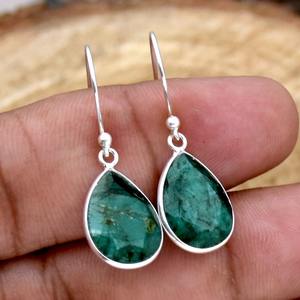 Best Quality 925 <b>Sterling</b> <b>Silver</b> Gold Plated Trendy Drop Earrings Women Emerald Gemstone Dangle Wedding Jewelry Third Party - Product Image 2