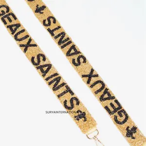 Geaux Saints Handmade Beaded Gameday Purse Strap - Show Your Saints Spirit in Style