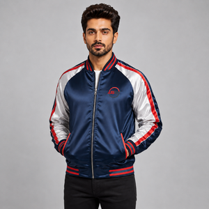 Veste en satin pour homme de haute qualité, couleur personnalisée, avec fermeture éclair, coupe-vent et respirante, streetwear pour la saison hivernale - Product Image 5