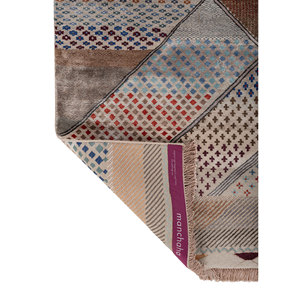 Tapis Manchaha en laine et soie de bambou noués à la main, 10 mm, rectangulaires, motif abstrait patchwork, technique artisanale pour la maison et les couloirs - Les-2832 - Product Image 5