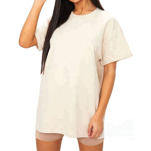 เสื้อยืดสตรีทแวร์คอวีทรงหลวมสำหรับผู้หญิงใส่ในฤดูร้อนเสื้อยืดผ้าคอตตอนเนื้อนุ่มระบายอากาศได้ดีสีพื้น - Product Image 1