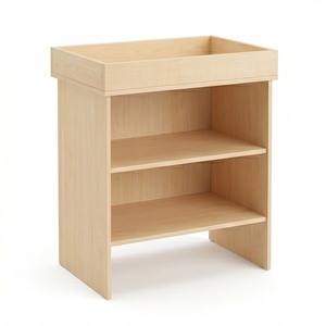 Table de chevet moderne en bois grainé avec étagère ouverte pour chambre d'appartement - Product Image 3