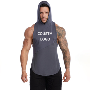 เสื้อมีฮู้ดแขนกุดสำหรับผู้ชายแนวสตรีทเสื้อมีฮู้ดแขนกุดเข้ารูปในยิมทันสมัย - Product Image 1