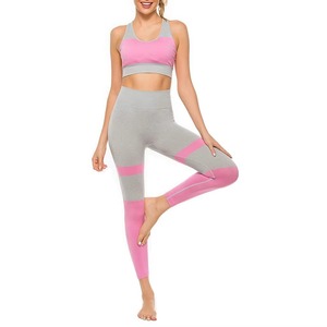 Vêtements de sport de couleur unie ensemble de yoga soutien-gorge de sport licou Leggings doux sans couture femmes ensembles d'entraînement ensembles de fitness de gymnastique - Product Image 5