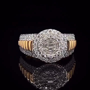 Iced Out Hip Hop Moissanite Bague en diamant ronde et baguette Bijoux en diamant Bagues pour hommes Bagues de fiançailles en argent sterling 925 - Product Image 1