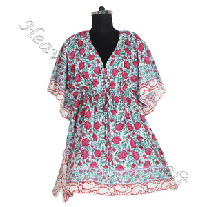 Kaftan de algodón con estampado de bloque de mano, indio caftán KFCS067 hecho a mano, caftán árabe Jalabiya Dubai, estampado de bloque de mano a la moda - Product Image 6