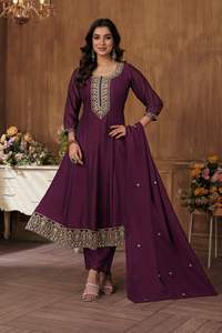 Modern Style Amazing Color Vichitra <b>Kurtis</b> With Dupatta Embroidery Work Manufacturer From Surat At Cheap Rate Indian Supplier - Product Image 2