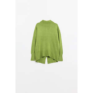 Cárdigan Verde Holgado para Mujer, Transpirable, Fino, de Punto, con Estampado y Decoración Bordada en la Abertura Trasera - Product Image 5