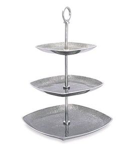 Soporte para pasteles de aluminio de lujo con acabado antiguo, perfecto para una elegante presentación de postres en eventos y celebraciones gastronómicas refinadas - Product Image 2