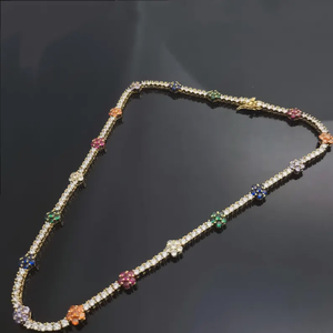 Elite Look 3,5 pulgadas CADENA DE TENIS laboratorio creado diamantes plata/chapado en oro acabado diamantes CADENA DE TENIS Unisex Hip Hop accesorio - Product Image 1