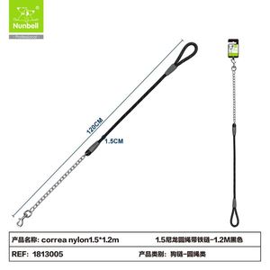 Correa Redonda para Perro de Nailon con Cadena de Metal para Dueños de Mascotas - Product Image 1