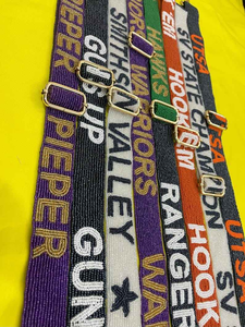 Correa de Bolso con Cuentas Bordadas a Mano GEAUX TIGERS, Diseño Personalizado, Correa de Bolso con Cuentas para Mujer, Hecha a Mano - Product Image 2