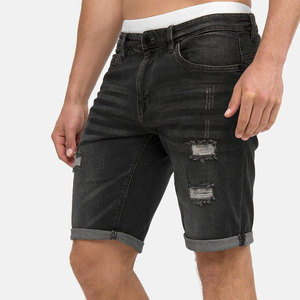 Hot Selling High Street Fashion <b>Distressed</b> Shorts Elastic Waist Custom Logo 100% Cotton Solid Pattern <b>Top</b> Manufacturer - Product Image 4