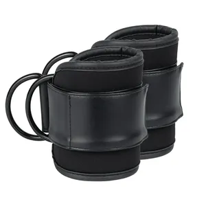 Sangles de cheville réglables pour machines à câbles, en néoprène rose, rembourrées pour le fitness - Product Image 2
