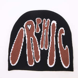 Gorro Personalizado Con Logo All Over Print Diseñador Acrílico Unisex Gráfico Y2k Jacquard Beanie Sombreros - Product Image 3