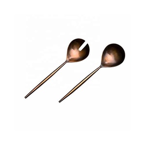 Cucharas para servir de acero inoxidable con mango plano y diseño increíble para servir postres, cubiertos plateados y pulidos, venta al por mayor - Product Image 2