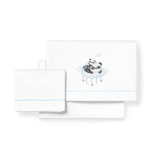 Juego de 3 Sábanas de Bebé Tejidas 100% Algodón, Modelo 'Panda Nube', Diseño de Dibujos Animados, para Cuna o Cama de Bebé - Product Image 1