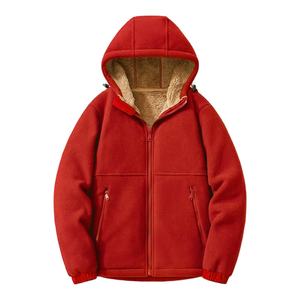 Abrigo de invierno de hombre teñido liso OEM, chaqueta con cremallera y soporte informal de forro polar calentado, chaquetas de punto con capucha gruesas y cálidas de talla grande - Product Image 4