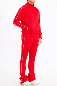 High Quality Sweat suit Jogging Zipper Track Suit Set <b>Tech</b> Fleece Custom Logo Zip Hoodie Flared Stack Tracksuit With Side Piping - Product Image 2