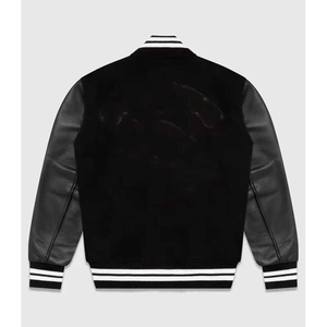 Chaqueta Varsity Letterman de alta calidad con mangas de cuero Chaqueta Varsity con logotipo personalizado para hombres - Product Image 5