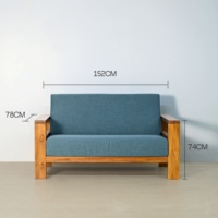 Sofá de Dos Plazas con Estructura de Madera de Teca de Estilo Clásico Simple, Conjunto de Muebles Modulares Seccionales para Sala de Estar