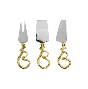 Juego de cuchillos para queso con forma de cuerda de color dorado hecho a mano de latón de primera calidad a precio mayorista - Product Image 1