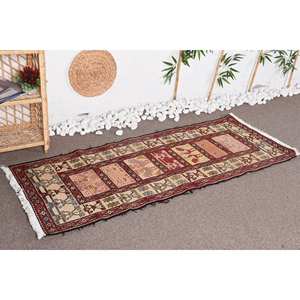 Classique Vintage turc tapis rouge Beige 230X610cm grande surface laine Latex support rectangulaire abstrait 10mm pour couloir chambre décor - Product Image 2